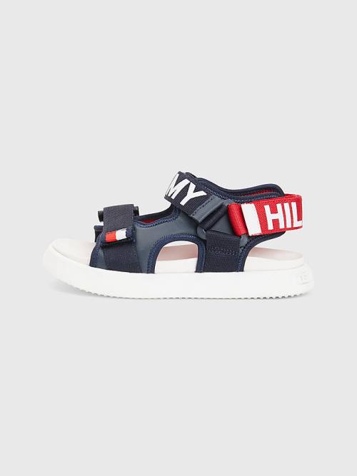 Tommy Hilfiger Logo Strap Fantje Sandali Modra | TH935EUJ