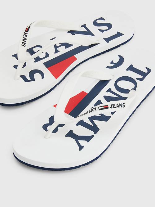 Tommy Hilfiger Logo Strap Flip Flops Ženske Sandali Bela | TH316LXO