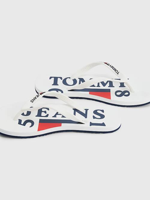 Tommy Hilfiger Logo Strap Flip Flops Ženske Sandali Bela | TH316LXO