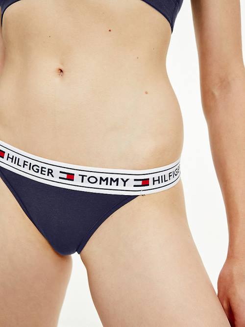 Tommy Hilfiger Logo Stretch Cotton Briefs Ženske Spodnje Perilo Modra | TH832UIH