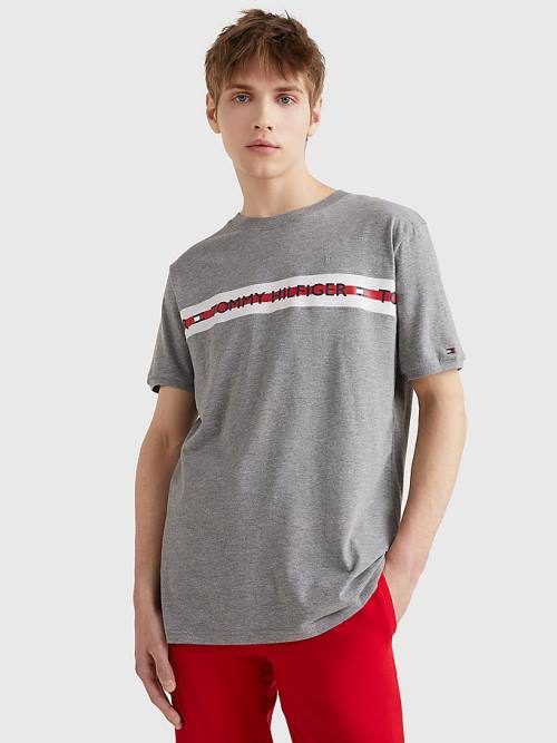 Tommy Hilfiger Logo Stripe Moški Pižama Siva | TH238RAN