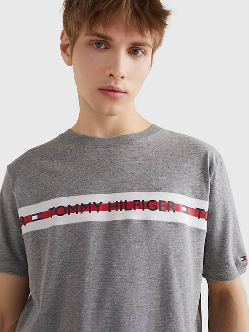 Tommy Hilfiger Logo Stripe Moški Pižama Siva | TH238RAN