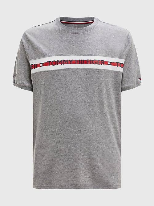 Tommy Hilfiger Logo Stripe Moški Pižama Siva | TH238RAN