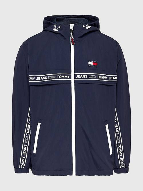 Tommy Hilfiger Logo Tape Chicago Windbreaker Moški Jakne Modra | TH208EDY