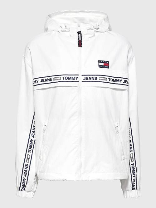 Tommy Hilfiger Logo Tape Chicago Windbreaker Ženske Jakne Bela | TH327PUW