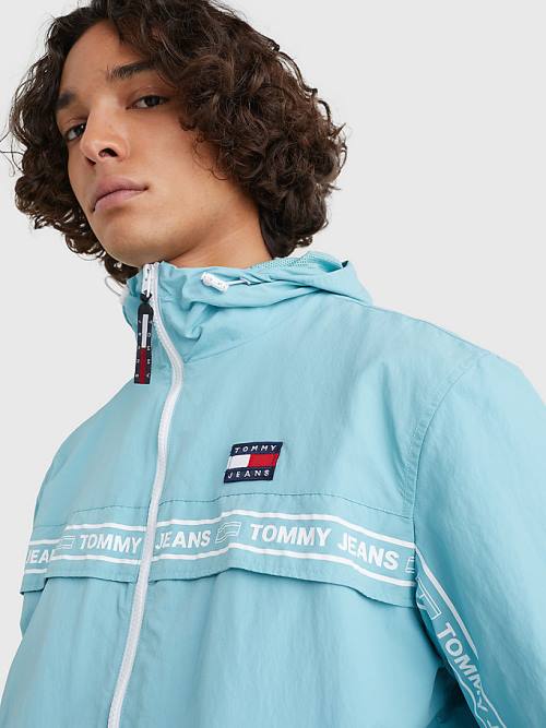 Tommy Hilfiger Logo Tape Chicago Windbreaker Moški Jakne Modra | TH364MOL