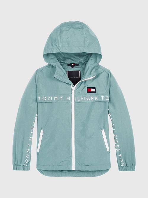 Tommy Hilfiger Logo Tape Chicago Windbreaker Fantje Jakne Modra | TH754YJQ