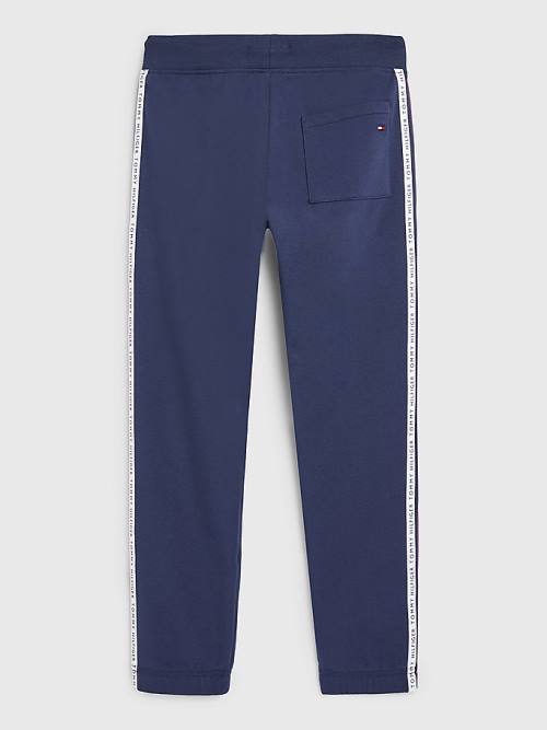 Tommy Hilfiger Logo Tape Joggers Fantje Hlače Modra | TH279JYL