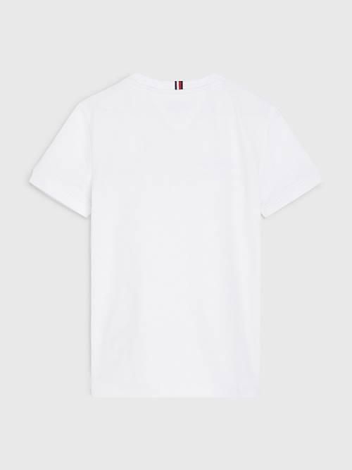 Tommy Hilfiger Logo Tape Organic Cotton Fantje Majice Bela | TH628YNI