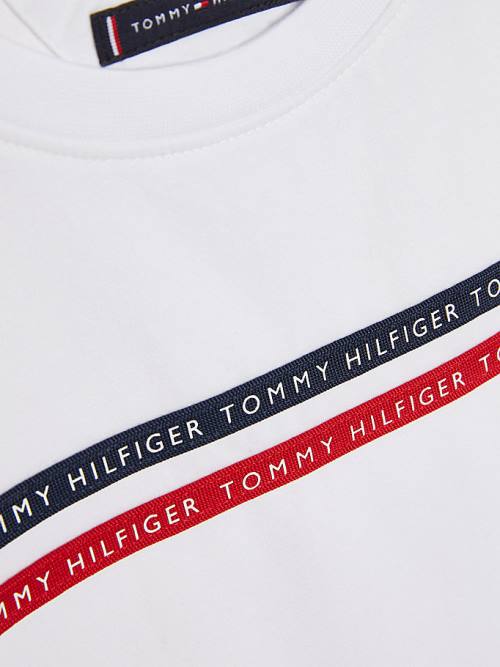 Tommy Hilfiger Logo Tape Organic Cotton Fantje Majice Bela | TH628YNI