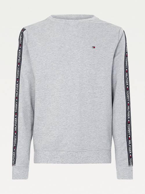 Tommy Hilfiger Logo Tape Sweatshirt Moški Pižama Siva | TH704CHV