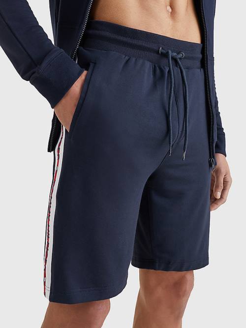 Tommy Hilfiger Logo Tape Track Shorts Moški Pižama Modra | TH193EDW