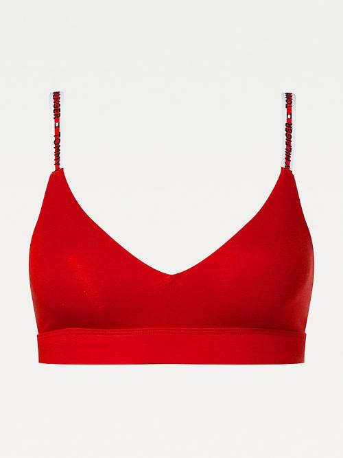 Tommy Hilfiger Logo Tape Triangle Bralette Ženske Spodnje Perilo Rdeča | TH468EOK