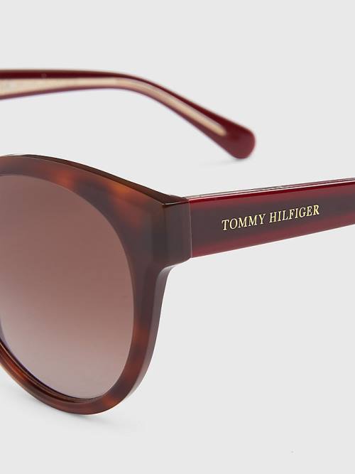 Tommy Hilfiger Logo Temple Cat-Eye Ženske Sončna Očala Rjav | TH348FED