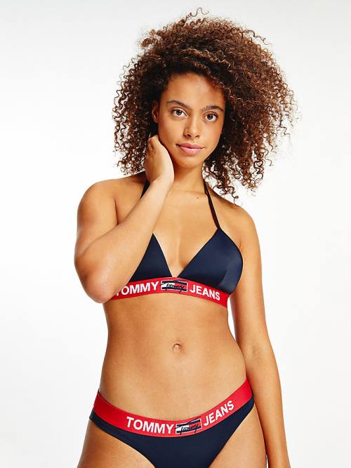 Tommy Hilfiger Logo Underband Triangle Bikini Top Ženske Kopalke Modra | TH093KBS