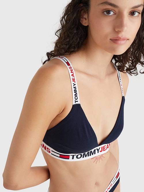 Tommy Hilfiger Logo Underband Triangle Bra Ženske Spodnje Perilo Modra | TH984KRN