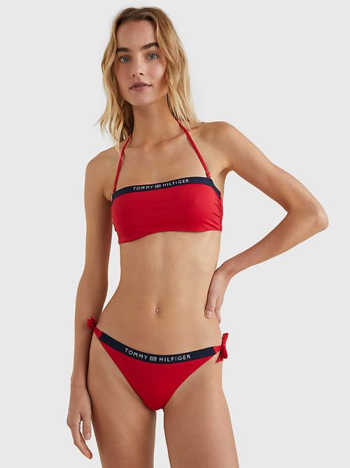 Tommy Hilfiger Logo Waistband Cheeky Fit Bikini Bottoms Ženske Kopalke Rdeča | TH743BAC