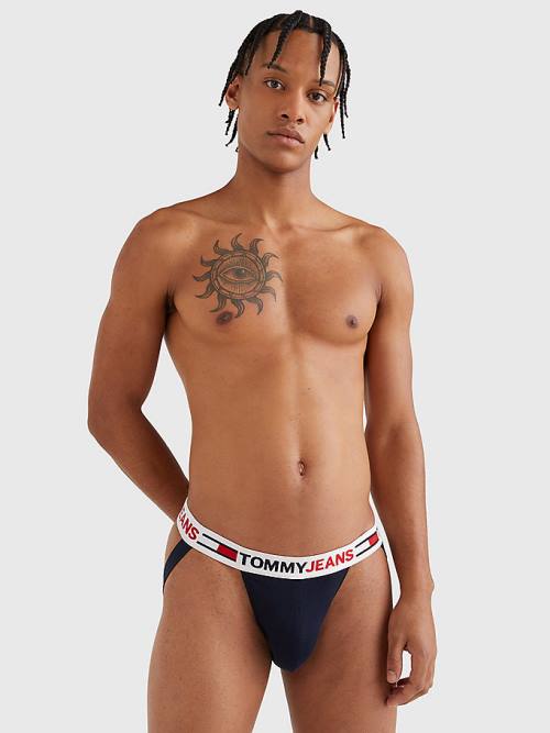 Tommy Hilfiger Logo Waistband Jockstrap Moški Spodnje Perilo Modra | TH207JME