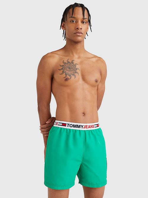 Tommy Hilfiger Logo Waistband Mid Length Shorts Moški Kopalke Zelena | TH381MEA