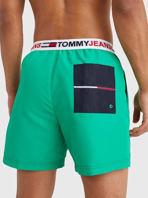 Tommy Hilfiger Logo Waistband Mid Length Shorts Moški Kopalke Zelena | TH381MEA