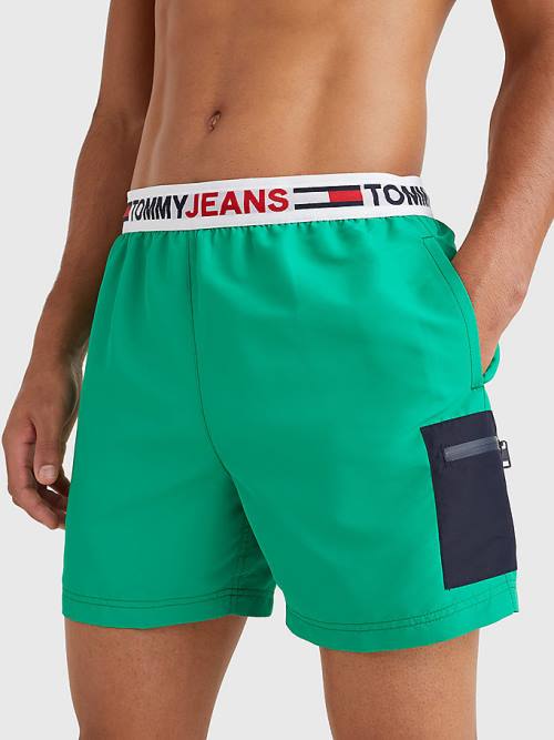 Tommy Hilfiger Logo Waistband Mid Length Shorts Moški Kopalke Zelena | TH381MEA