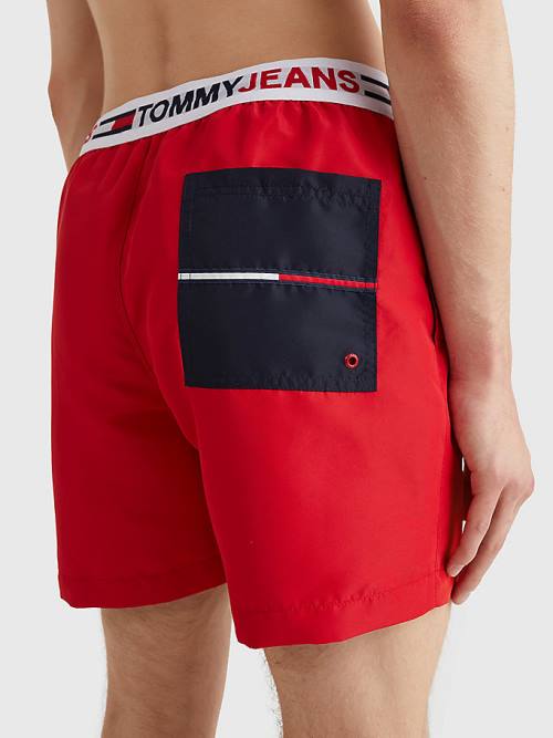 Tommy Hilfiger Logo Waistband Mid Length Shorts Moški Kopalke Rdeča | TH692XGF