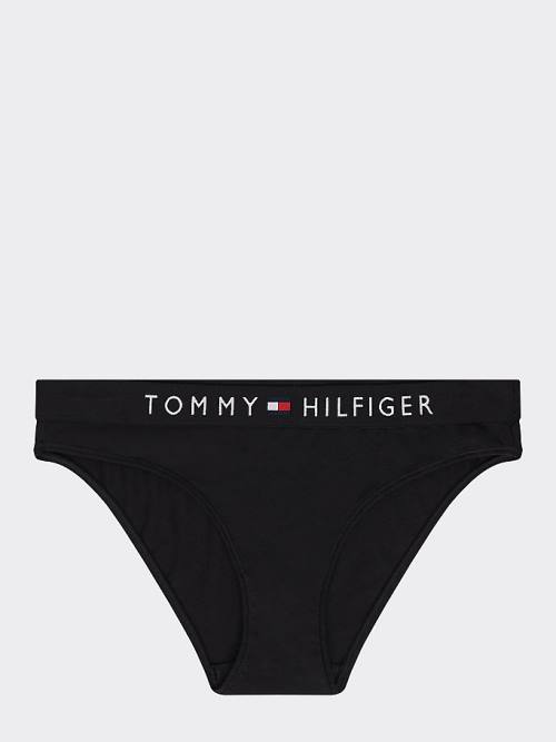 Tommy Hilfiger Logo Waistband Stretch Cotton Briefs Ženske Spodnje Perilo Črna | TH295DFR