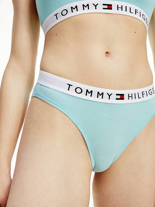 Tommy Hilfiger Logo Waistband Stretch Cotton Briefs Ženske Spodnje Perilo Modra | TH394MHR