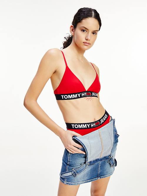 Tommy Hilfiger Logo Waistband Thong Ženske Spodnje Perilo Rdeča | TH263NGR