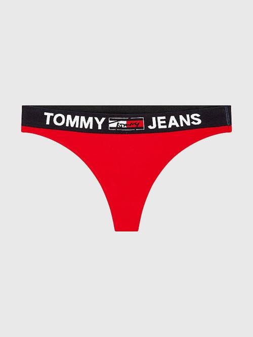 Tommy Hilfiger Logo Waistband Thong Ženske Spodnje Perilo Rdeča | TH263NGR