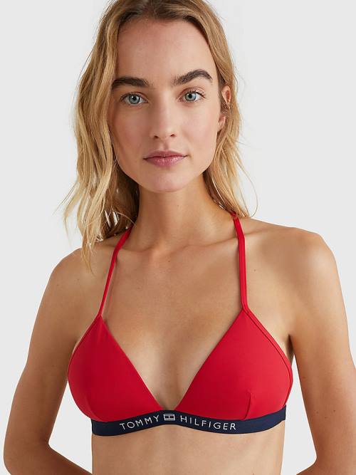 Tommy Hilfiger Logo Waistband Triangle Bikini Top Ženske Kopalke Rdeča | TH395IUA