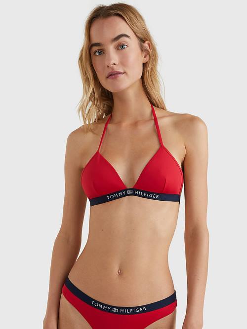 Tommy Hilfiger Logo Waistband Triangle Bikini Top Ženske Kopalke Rdeča | TH395IUA