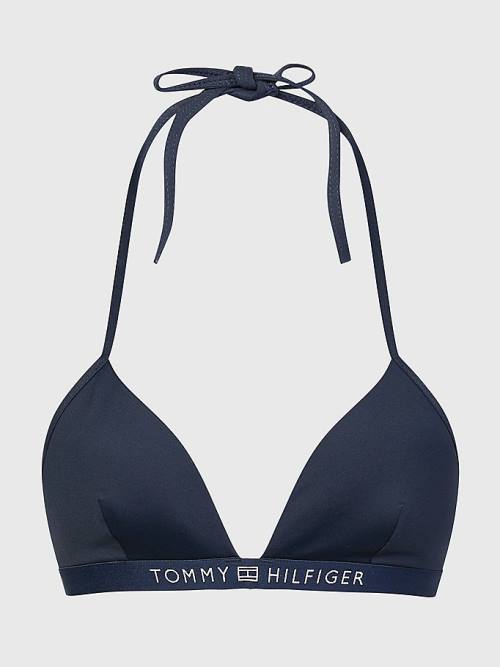 Tommy Hilfiger Logo Waistband Triangle Bikini Top Ženske Kopalke Modra | TH680ABG