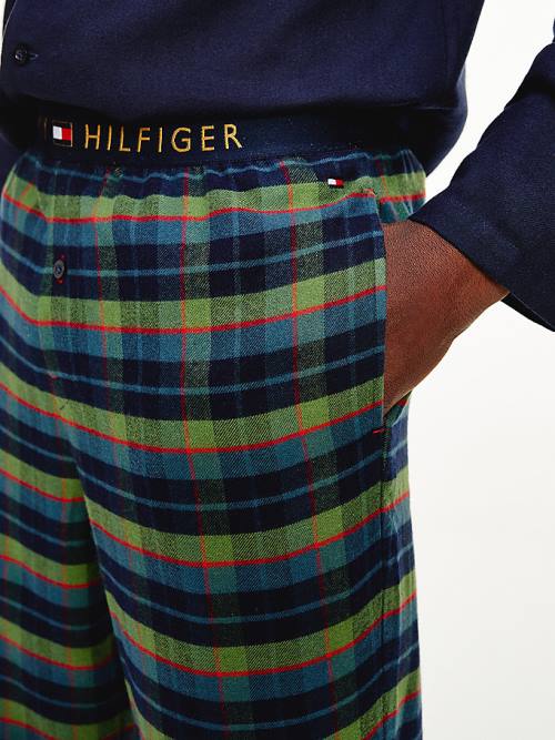 Tommy Hilfiger Long Sleeve Check Set Moški Pižama Zelena | TH639ATH