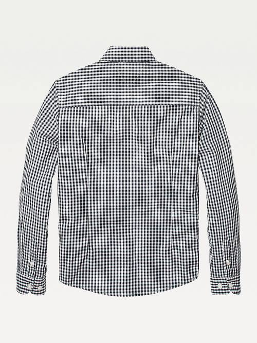 Tommy Hilfiger Long Sleeve Gingham Fantje Srajce Modra | TH319ZWB