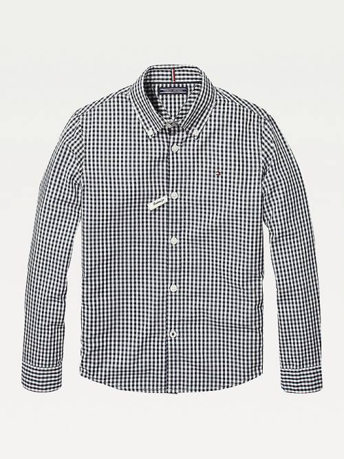 Tommy Hilfiger Long Sleeve Gingham Fantje Srajce Modra | TH319ZWB