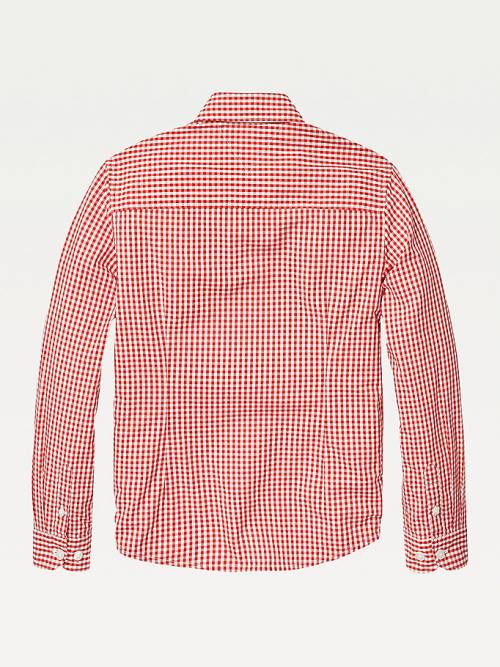 Tommy Hilfiger Long Sleeve Gingham Fantje Srajce Rdeča | TH493FGC