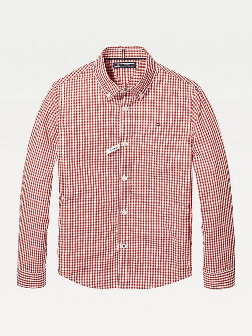 Tommy Hilfiger Long Sleeve Gingham Shirt Dekleta Majice Rdeča | TH702BJH