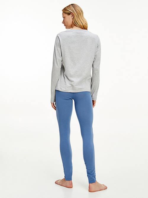 Tommy Hilfiger Long Sleeve Leggings Set Ženske Pižama Modra | TH914DRY