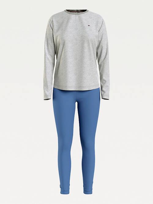 Tommy Hilfiger Long Sleeve Leggings Set Ženske Pižama Modra | TH914DRY