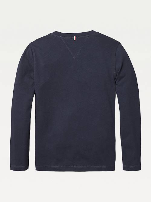 Tommy Hilfiger Long-Sleeve Organic Cotton Dekleta Majice Modra | TH157GJS