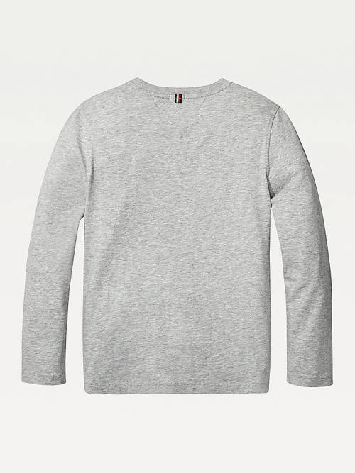 Tommy Hilfiger Long-Sleeve Organic Cotton Dekleta Majice Siva | TH165QVG