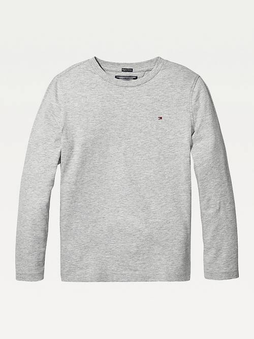 Tommy Hilfiger Long-Sleeve Organic Cotton Dekleta Majice Siva | TH165QVG