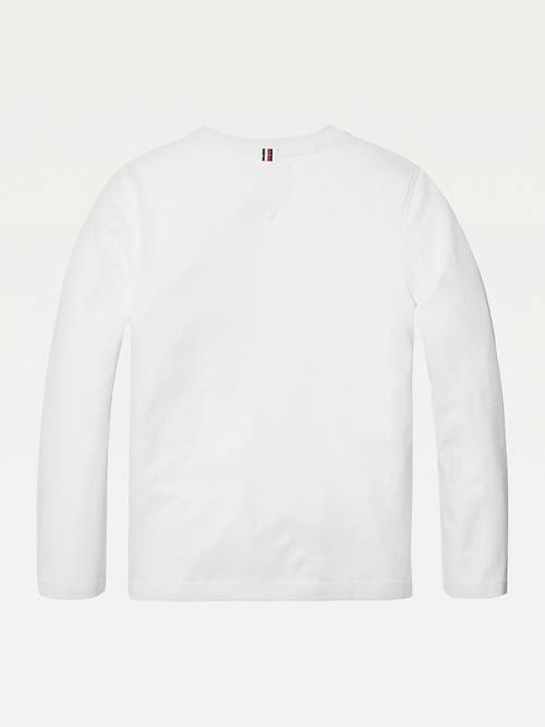 Tommy Hilfiger Long-Sleeve Organic Cotton Dekleta Majice Bela | TH493BWN