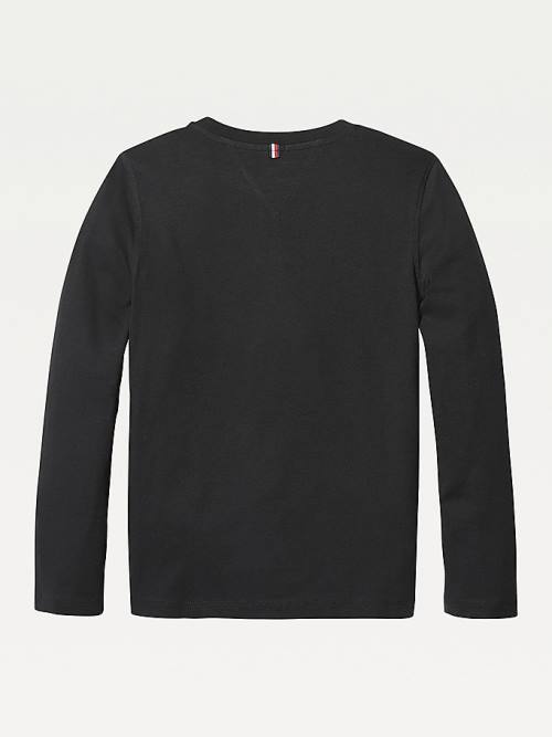 Tommy Hilfiger Long-Sleeve Organic Cotton Dekleta Majice Črna | TH695FXM