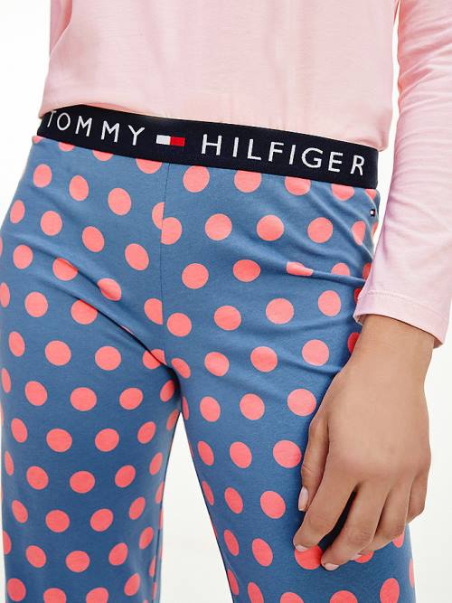 Tommy Hilfiger Long Sleeve Set Ženske Pižama Modra | TH487PYD