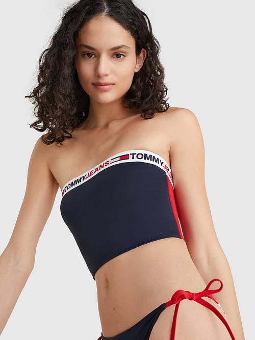 Tommy Hilfiger Longline Bandeau Bikini Top Ženske Kopalke Modra | TH768ARJ