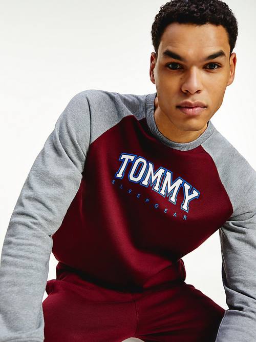 Tommy Hilfiger Lounge Colour-Blocked Organic Cotton Sweatshirt Moški Pižama Vijolična | TH387BMI