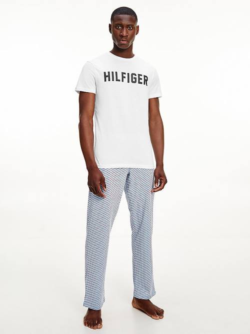 Tommy Hilfiger Lounge Logo Organic Cotton Moški Pižama Bela | TH053EIY