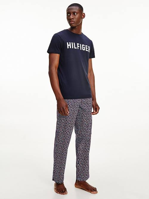 Tommy Hilfiger Lounge Logo Organic Cotton Moški Pižama Modra | TH249HAE